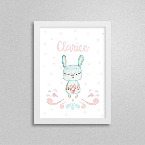 Quadro decorativo Sweet Baby Girl - Coelhinho - Nome Personalizado