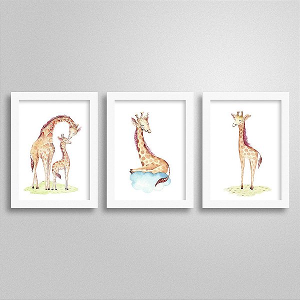 Kit Quadros Bichinhos Fofinhos - Girafa