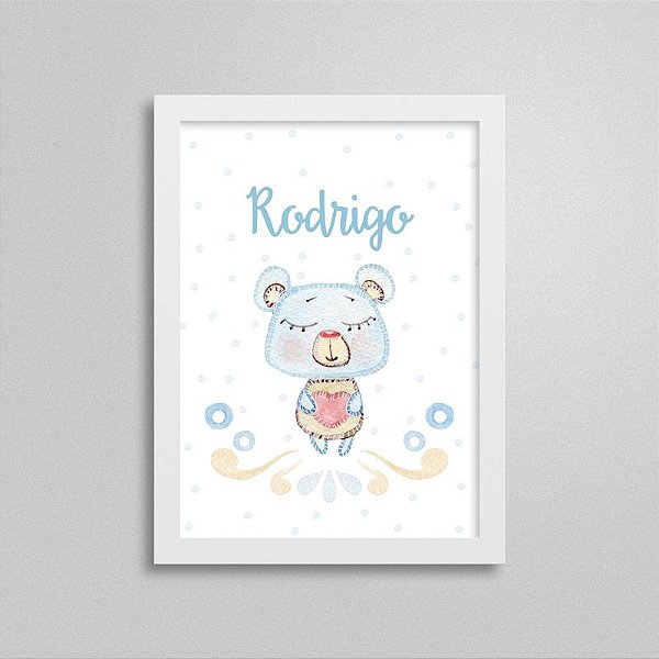 Quadro decorativo Sweet Baby Boy - Ursinho - Nome Personalizado