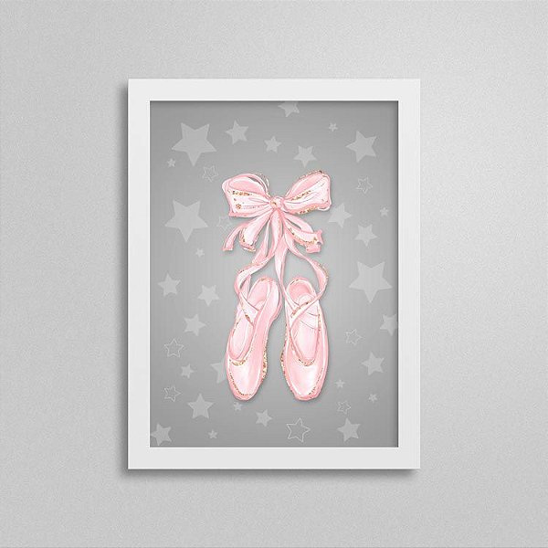 Quadro Decorativo Bailarina Sapatilha de Ballet e Flores SKU