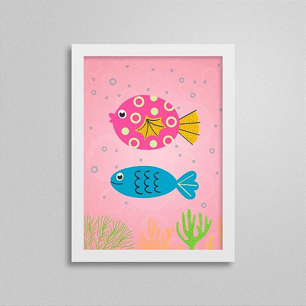 Quadro Decorativo Peixinhos Rosa e Azul