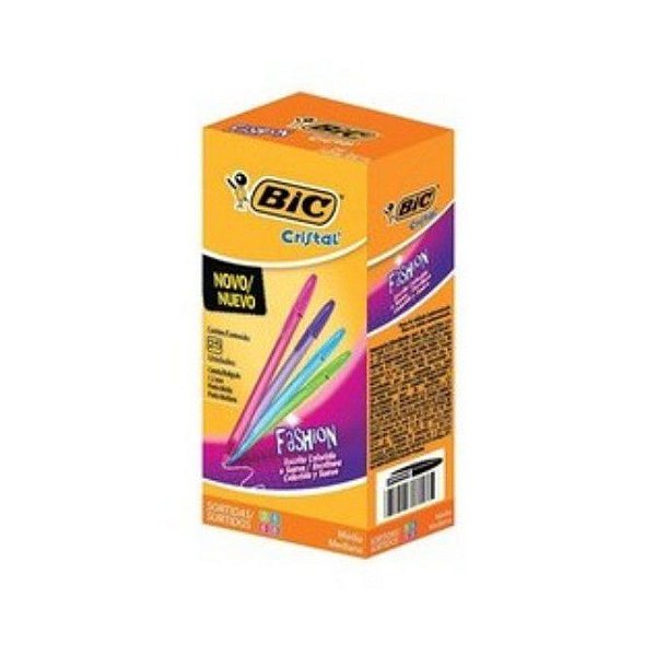 Caneta Esferográfica Bic 1.2mm Fashion Cristal Caixa 25 Unidades