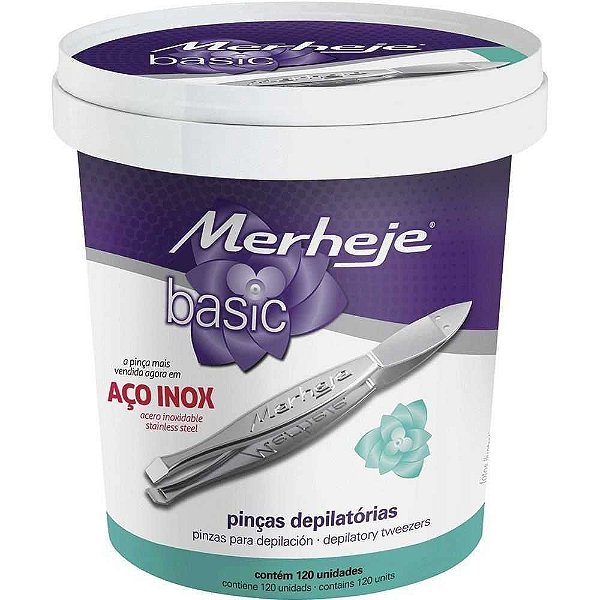 Pinça Merheje Depilatoria Basic Pote Embalagem com 120 unidades
