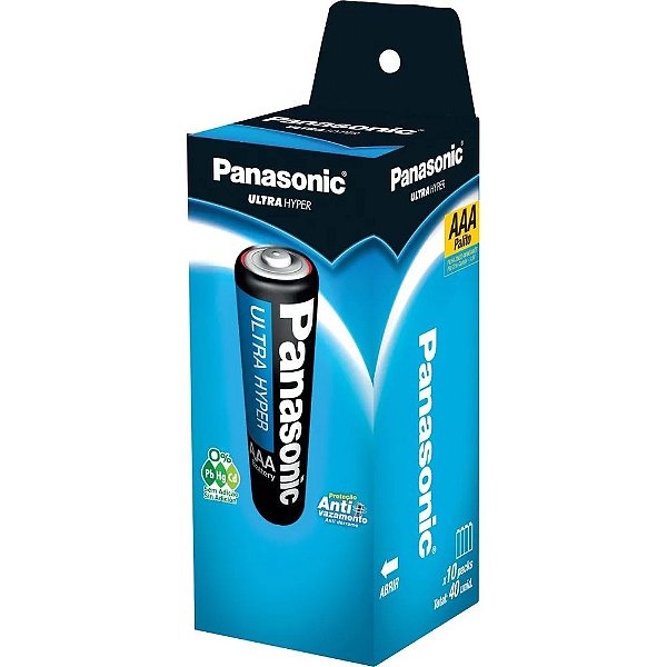 Pilha Comum Panasonic Super Hyper Palito Aaa Com 40 Unidades