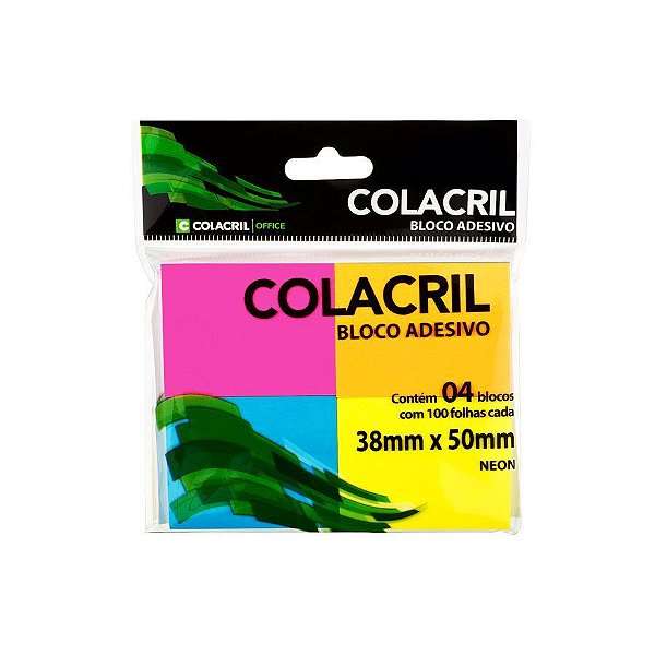 Recado Adesivo 38 x 50mm 100 Folhas Colacril