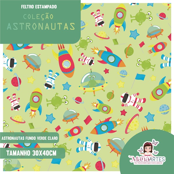 COLEÇÃO FELTRO ESTAMPADO - ASTRONAUTA MENINO