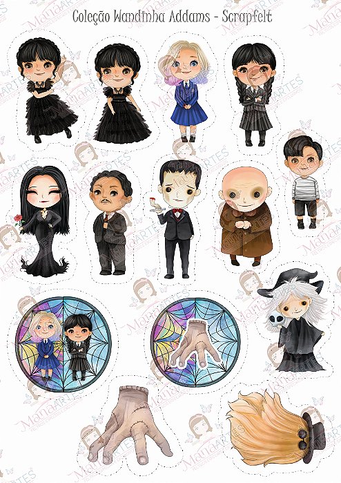 COLEÇÃO FELTRO ESTAMPADO - WANDINHA ADDAMS/ SCRAPFELT