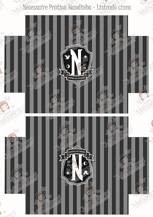 NECESSAIRE WANDINHA ADDAMS - LISTRADO CINZA