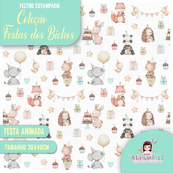 COLEÇÃO FELTROS ESTAMPADOS - FESTA DOS BICHOS