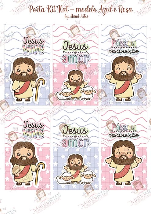 PORTA KITKAT - PÁSCOA CRISTÃ -AZUL E ROSA