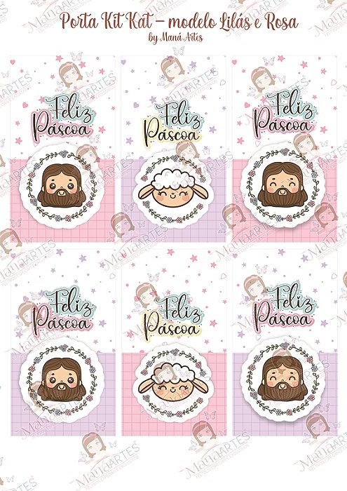 PORTA KITKAT - PÁSCOA CRISTÃ - LILÁS E ROSA