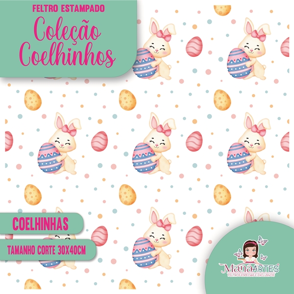 COLEÇÃO FELTROS ESTAMPADOS - PÁSCOA/ COELHINHOS