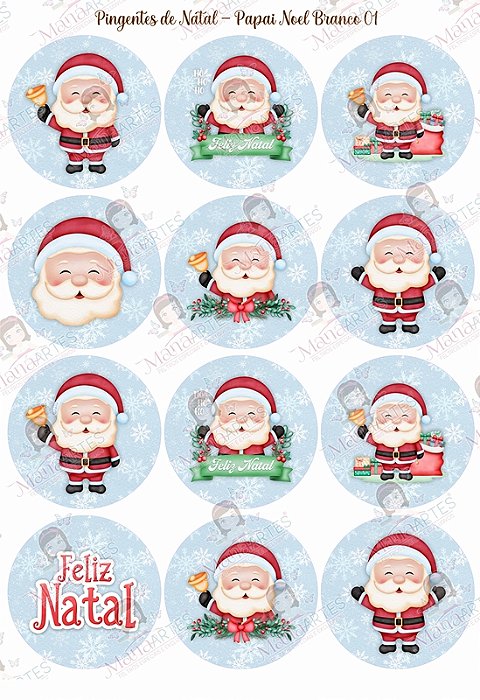 PINGENTES DE NATAL - PAPAI NOEL BRANCO 01