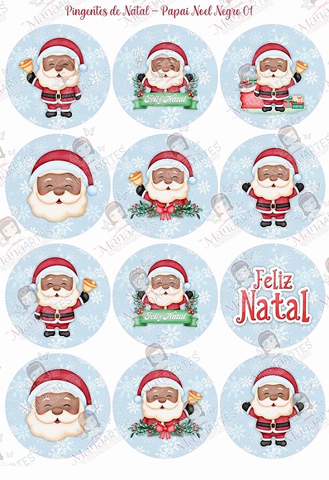 PINGENTES DE NATAL - PAPAI NOEL NEGRO 01