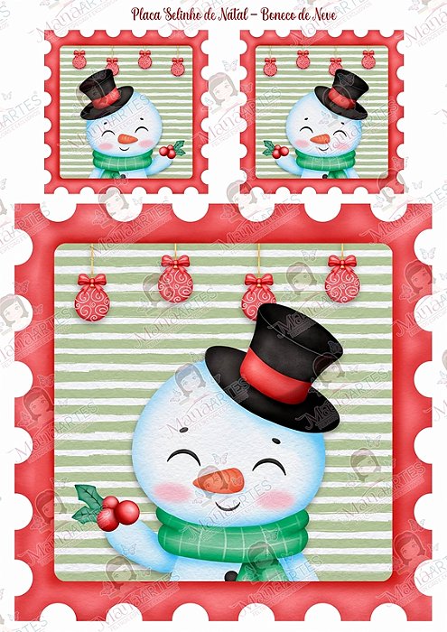 FELTRO ESTAMPADO - SELINHO DE NATAL BONECO DE NEVE