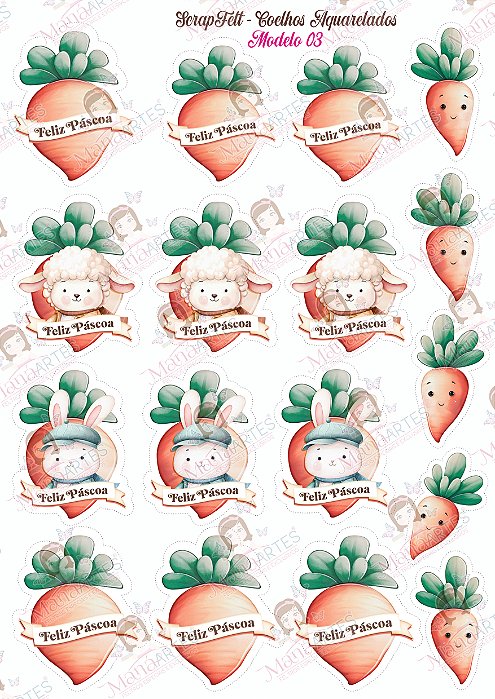 SCRAPFELT COELHOS AQUARELADOS - MODELO 03
