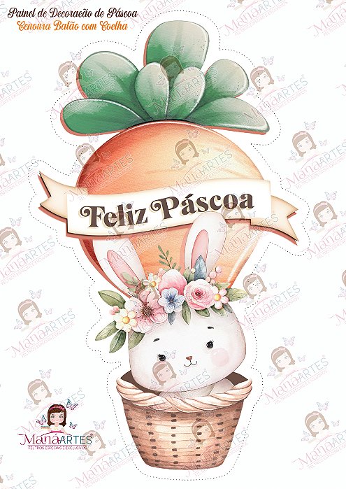 SCRAPFELT DECORAÇÃO DE PÁSCOA - CENOURA BALÃO COM COELHA