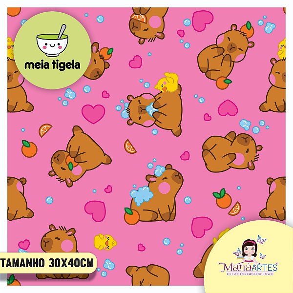 FELTRO CAPIVARA LOVE - ROSA