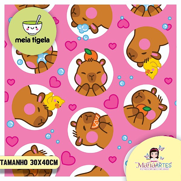 FELTRO CAPIVARA BUBBLE LOVE - ROSA