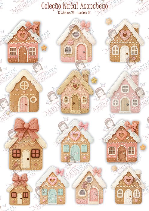 FELTRO ESTAMPADO - CASINHAS NATAL ACONCHEGO - MODELO 01