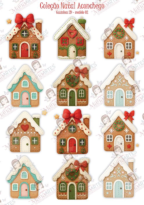 FELTRO ESTAMPADO - CASINHAS NATAL ACONCHEGO - MODELO 02