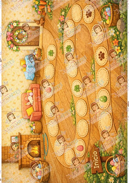 JOGO DE PÁSCOA - TABULEIRO CASA ACONCHEGO DO COELHO