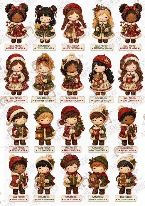 Painel de Feltro Estampado Natal Premium – Meninas e Crianças