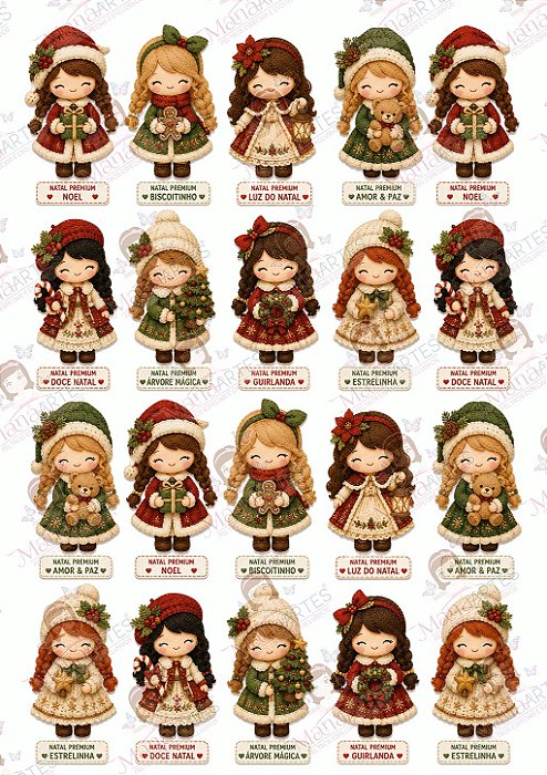 Painel de Feltro Estampado Natal Premium – Meninas Natalinas
