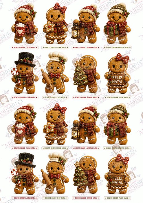 Painel de Feltro Estampado Natal Premium – Biscoitos de Gengibre