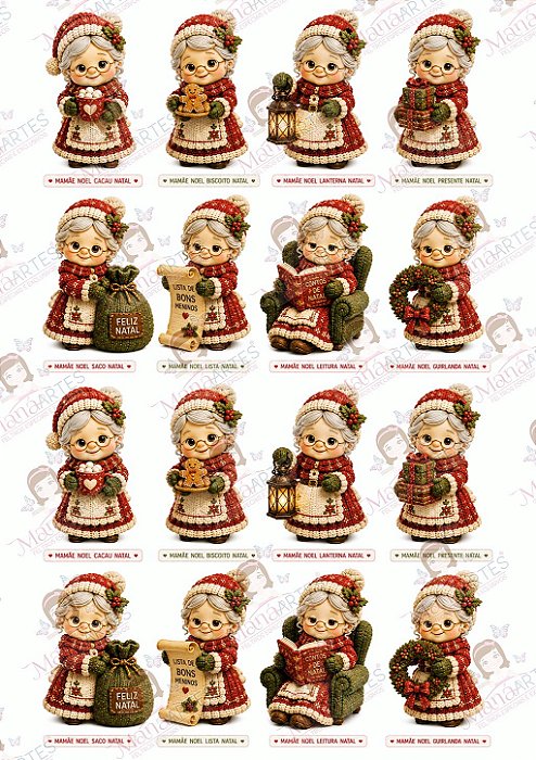 Painel de Feltro Estampado Natal Premium – Mamãe Noel