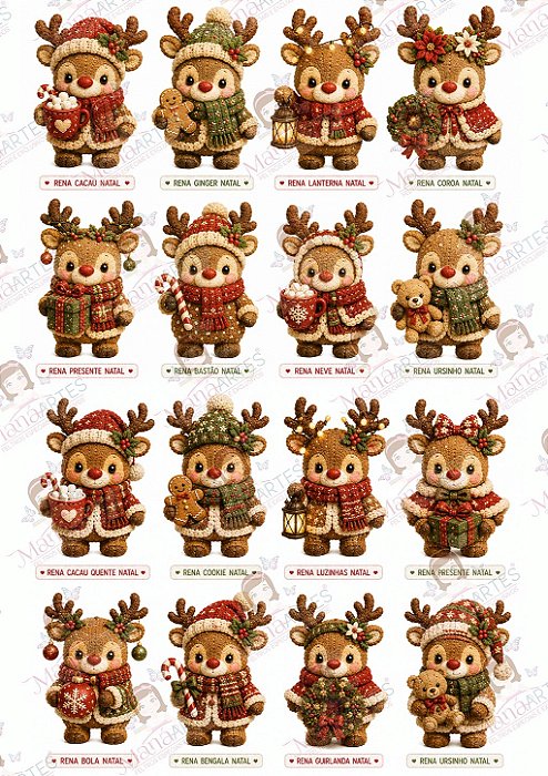 Painel de Feltro Estampado Natal Premium – Renas de Natal