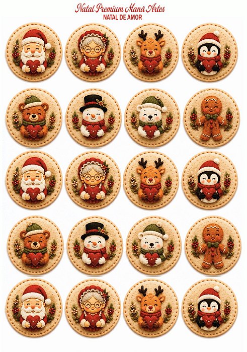 Painel de Feltro Estampado Natal de Amor – Personagens Natalinos