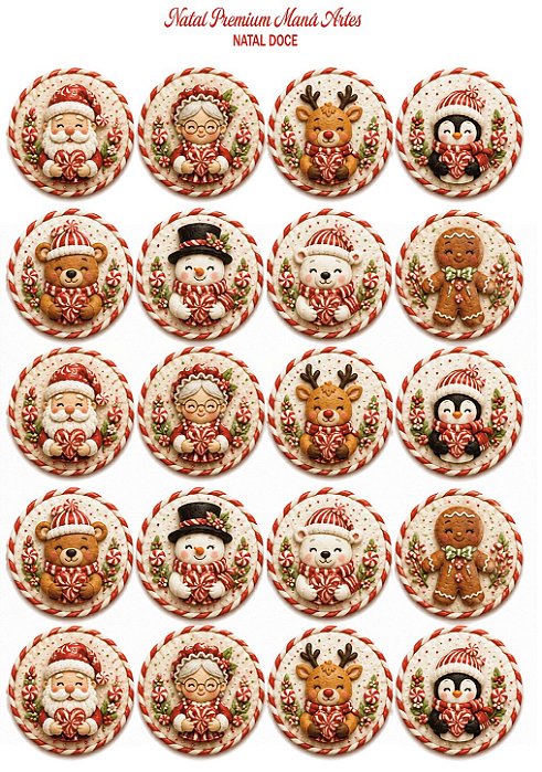 Painel de Feltro Estampado Natal Doce – Personagens Natalinos