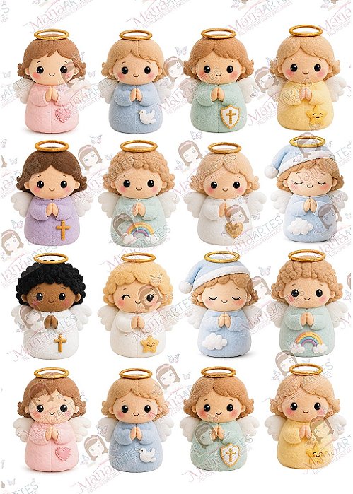 Painel de Feltro Estampado Aconchego de Fé – Anjinhos Cute