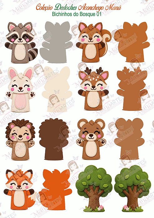 Painel de Feltro Estampado Dedoches Aconchego – Bichinhos do Bosque 01