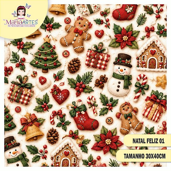 Feltro Estampado Coleção Natal Feliz – Maná Artes