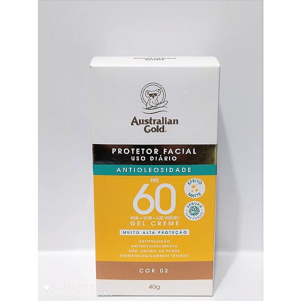 Australian Gold Protetor Solar Facial Antioliosidade Cor 02 FPS60 40g