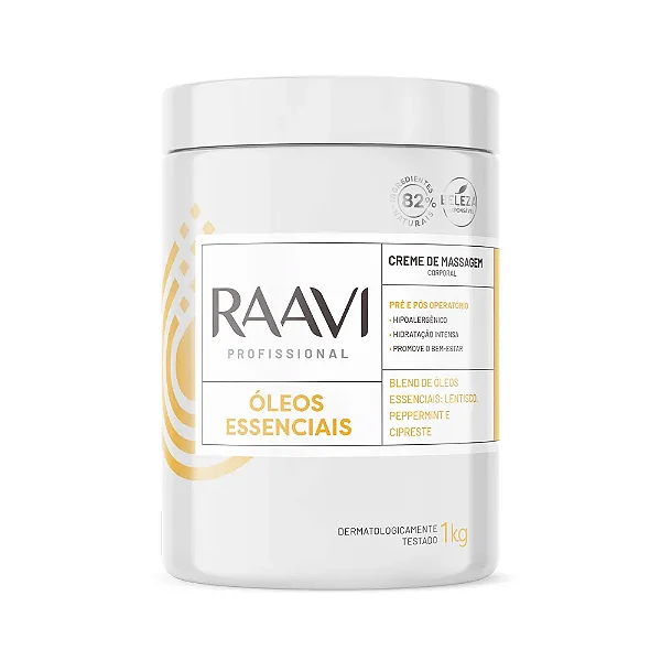 Creme de Massagem Corporal Óleos Essenciais Raavi 500G