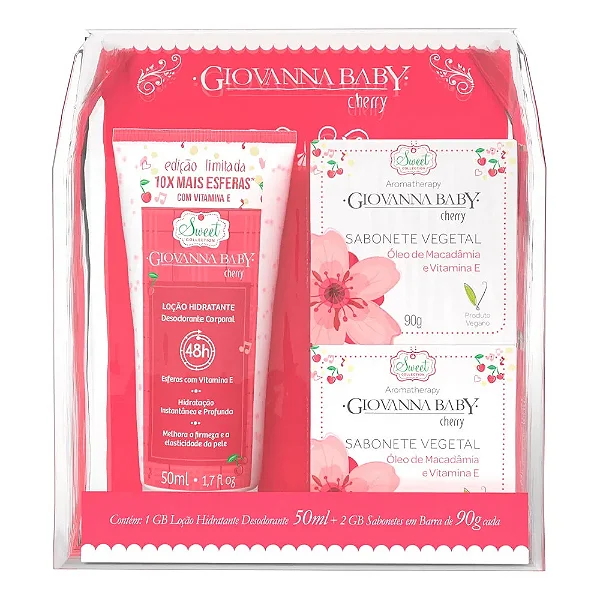 Kit Necessarie Cherry Loção 50G + 02 Sabonetes 90G Giovanna Baby