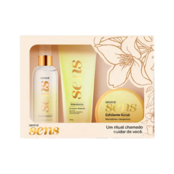 Kit Sens Com 3: Body Splash/Hidr./Esfol. Macadamia/Bergamota Labotrat