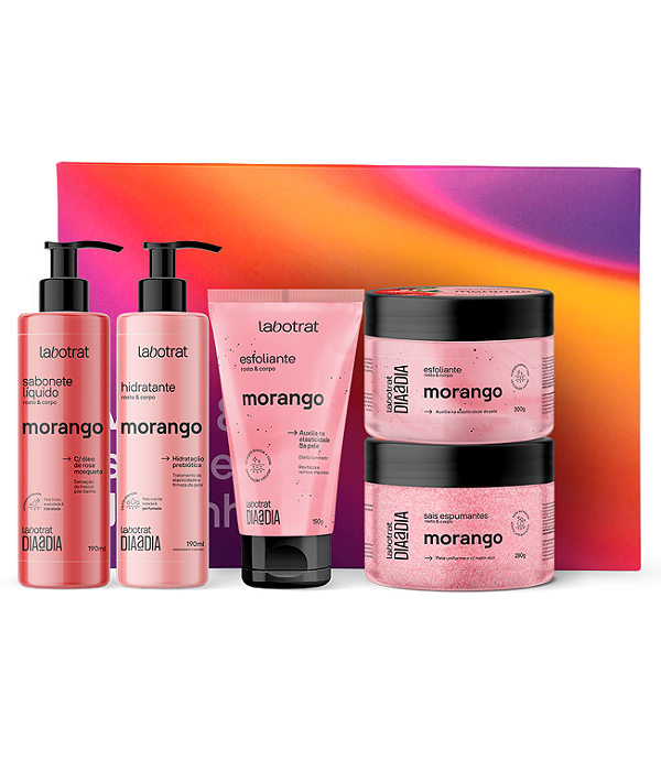 Kit Banho Dia A Dia C/5 Sab/Hidr/Sais/2Esf Morango Labotrat
