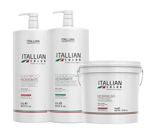 Kit: 01 Shampoo 2.5L + 01 Condicionador 2.5L +  Hidratação 2KG Itallian HairTech