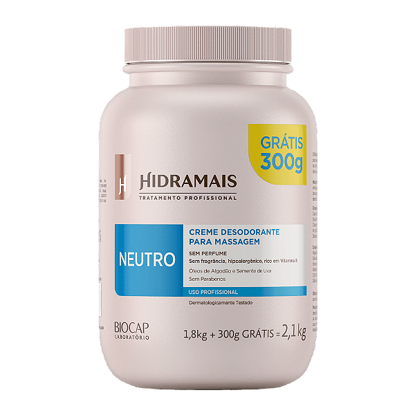 Creme de Massagem Neutro 1,8KG + 300G Hidramais