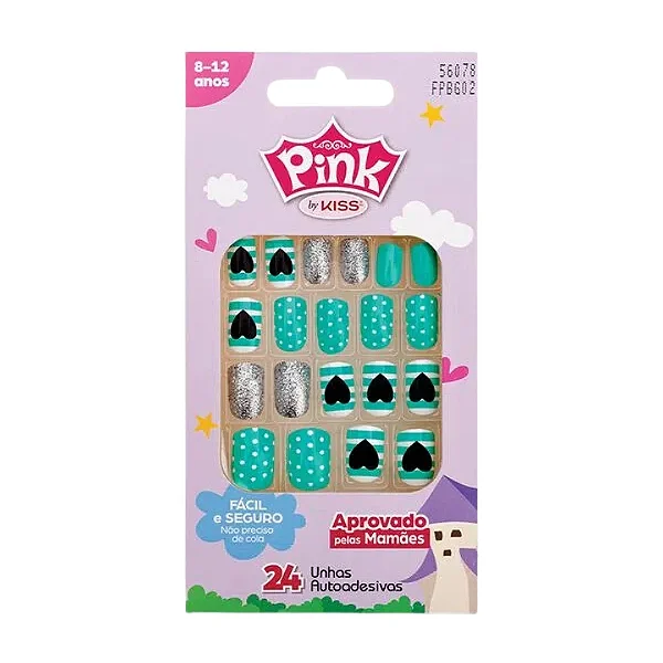 Unhas Infantil Be Pink 24Un. Pink 2 REF. FPBG02 Kiss New York