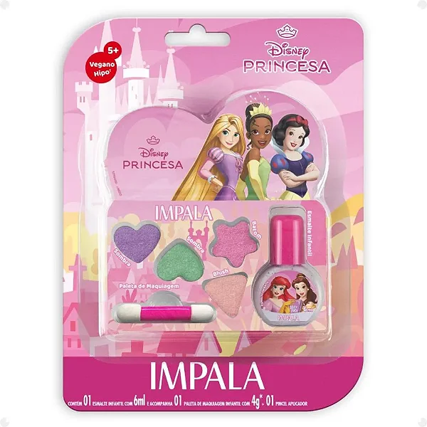 Kit Maquiagem Disney Princesas Paleta+Esmalte 6ML Impala