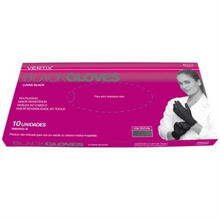 Luva preta Black Gloves Média c/10un.