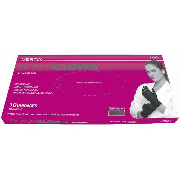 Luva preta Black Gloves Pequena c/10un.