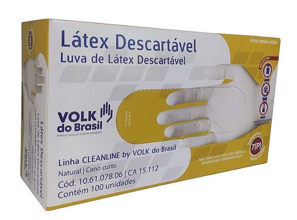 Luva Descartável Látex Pequena C/100un. Volk