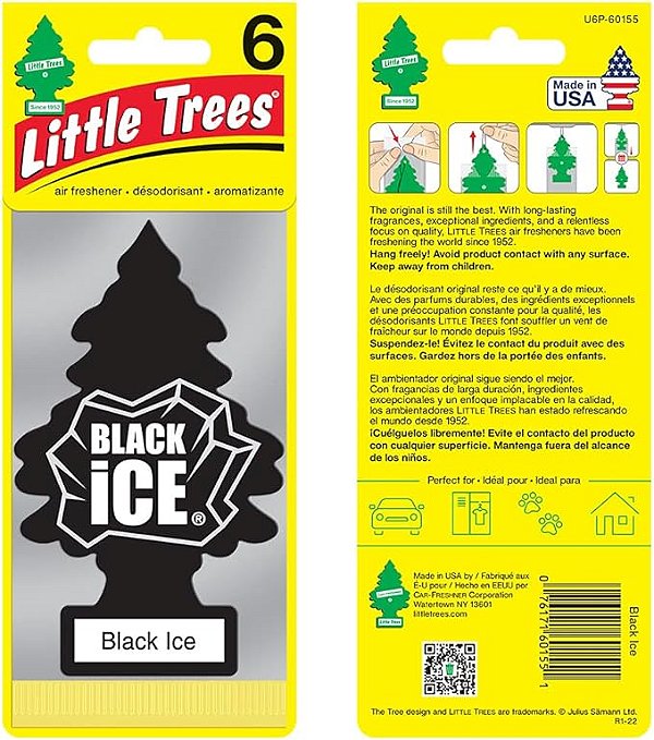 Little Trees Black Ice (Aroma de Frescor) - Com 6 unidades