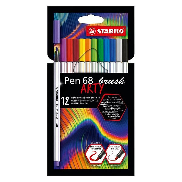 Estojo C/12 Caneta Pen Brush Art - Stabilo